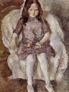 The Girl holding flower Jules Pascin